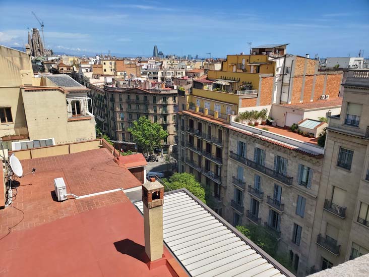 View Toward Sagrada Família From Terrace, La Pedrera-Casa Milà, Barcelona, Spain, April 26, 2024