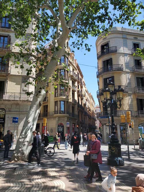 La Rambla at Carrer de la Canuda, Barcelona, Spain, April 24, 2024