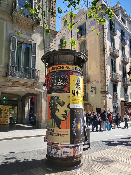 La Rambla at Carrer de la Portaferrissa, Barcelona, Spain, April 24, 2024