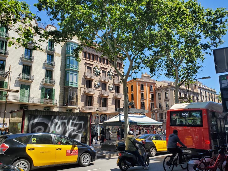 La Rambla at Plaça de la Boqueria, Barcelona, Spain, April 24, 2024