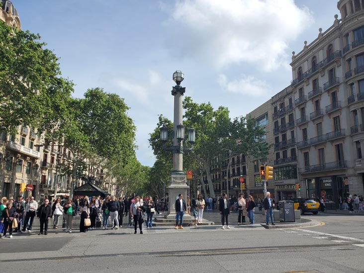 La Rambla at Carrer de Pelai, Barcelona, Spain, April 26, 2024