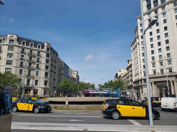 Gran Via and Font Monumental del Passeig de Gràcia, Barcelona, Spain, April 26, 2024