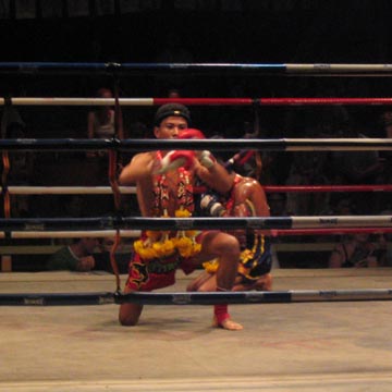 Pre-Fight Ritual, Muay Thai (Thai Boxing), Chaweng Beach Stadium, Ko Samui, Thailand