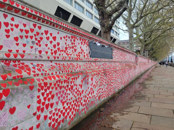 The National Covid Memorial Wall, The Queen's Walk Near Westminster Bridge, South Bank, London, England, April 15, 2023