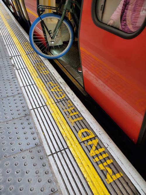 Mind the Gap Platform, District Line Train, Whitechapel Station, London, England, April 16, 2023