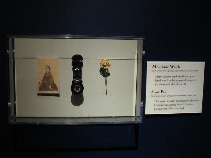 Mary Lincoln Mourning Watch and Scarf Pin, Abraham Lincoln: An Extraordinary Life Exhibit, Third Floor, Smithsonian National Museum of American History, National Mall, Washington, D.C.