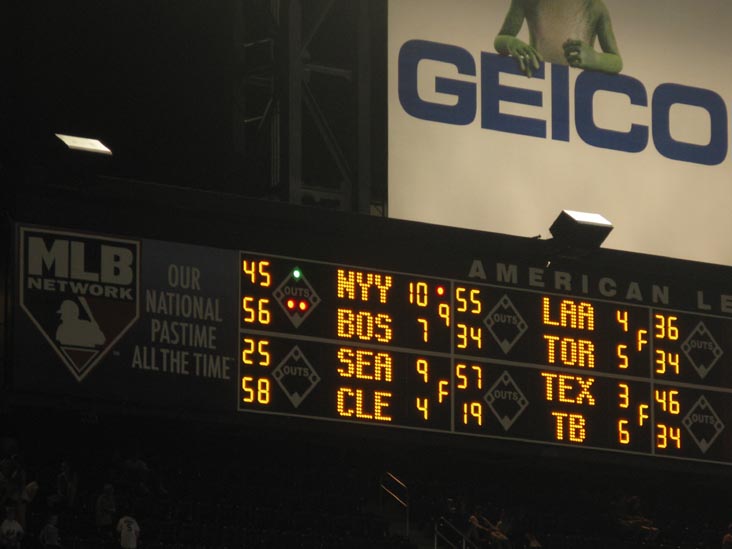 Out Of Town Scoreboard, View From Section 426, New York Mets vs. Philadelphia Phillies, Citi Field, Flushing Meadows-Corona Park, Queens, August 21, 2009