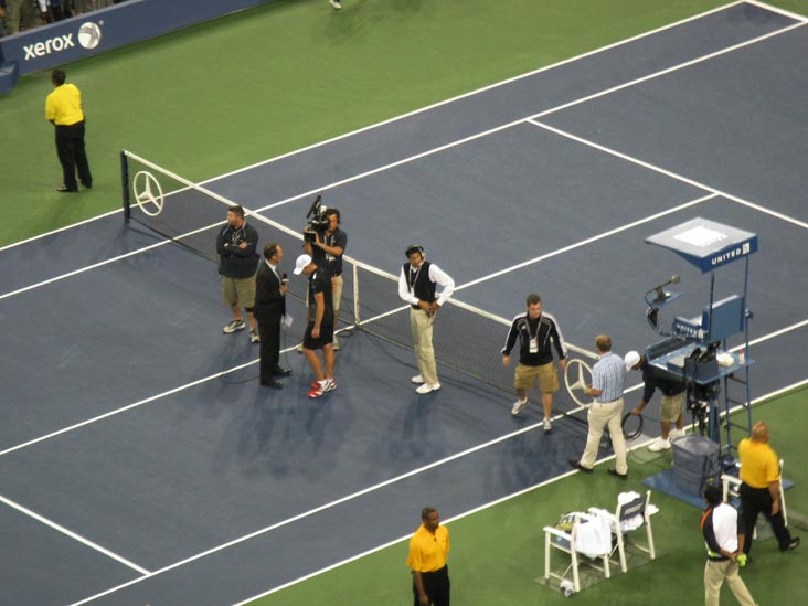 Roddick Post-Match Interview, Andy Roddick-Michael Russell Match, Arthur Ashe Stadium, US Open Night Session, Flushing Meadows Corona Park, Queens, August 31, 2011