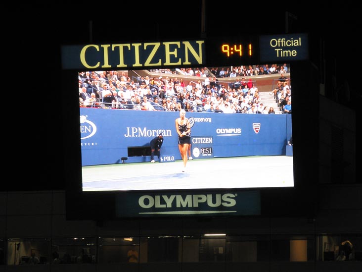 Jumbotron, Maria Sharapova vs. Christina McHale, US Open Night Session, Arthur Ashe Stadium, Flushing Meadows Corona Park, Queens, September 3, 2009