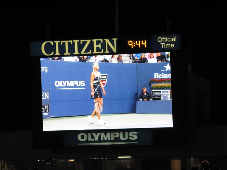 Jumbotron, Maria Sharapova vs. Christina McHale, US Open Night Session, Arthur Ashe Stadium, Flushing Meadows Corona Park, Queens, September 3, 2009