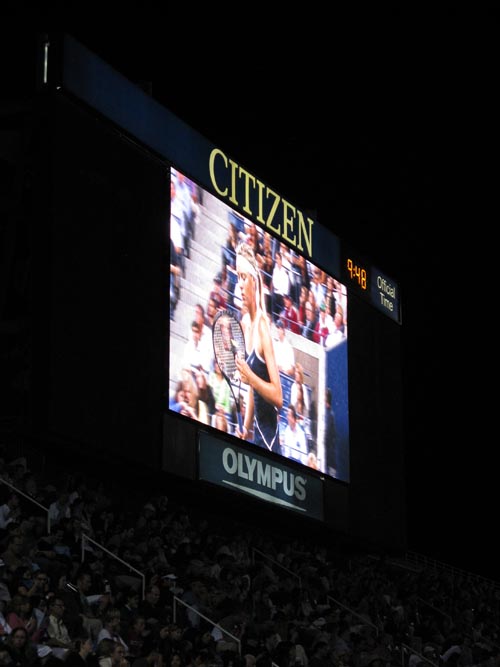 Jumbotron, Maria Sharapova vs. Christina McHale, US Open Night Session, Arthur Ashe Stadium, Flushing Meadows Corona Park, Queens, September 3, 2009