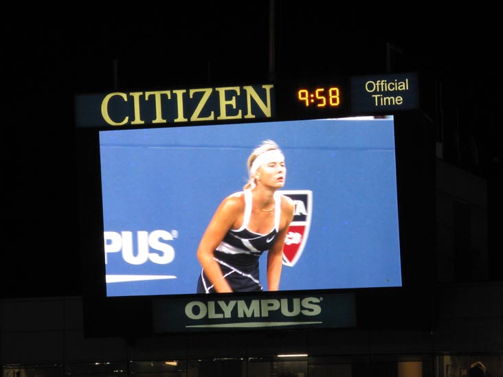 Jumbotron, Maria Sharapova vs. Christina McHale, US Open Night Session, Arthur Ashe Stadium, Flushing Meadows Corona Park, Queens, September 3, 2009