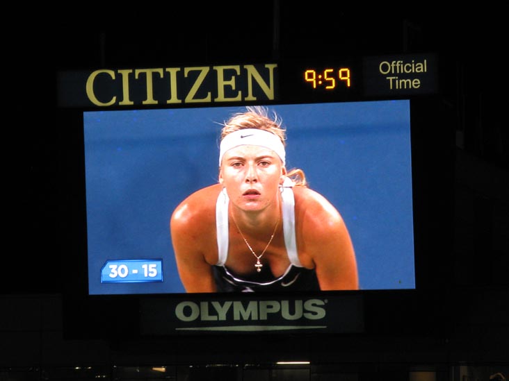 Jumbotron, Maria Sharapova vs. Christina McHale, US Open Night Session, Arthur Ashe Stadium, Flushing Meadows Corona Park, Queens, September 3, 2009