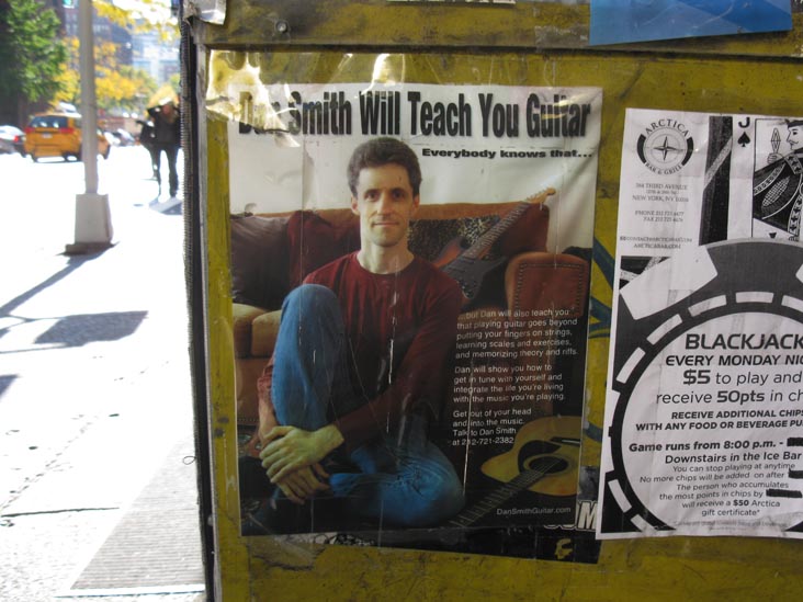 "Dan Smith Will Teach You Guitar" Flier, First Avenue and 39th Street, NW Corner, Manhattan, November 6, 2011