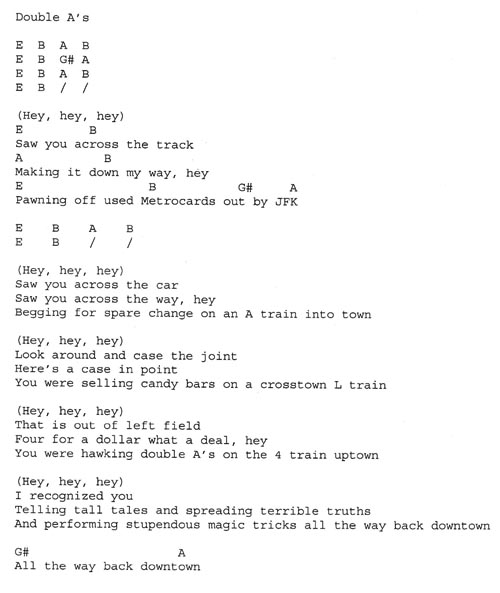 "Double AAs" Lyrics and Chords